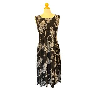 croft & barrow Black Midi Dress with White Paisley Print